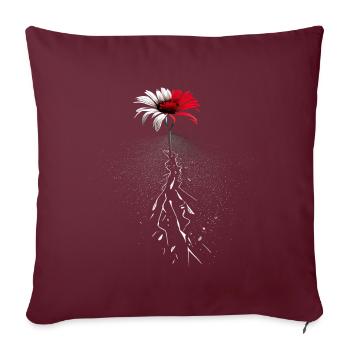 Rot weiße Blume bricht durch den Asphalt Straße - Sofakissenbezug 45 x 45 cm - Burgunderrot - Vorne