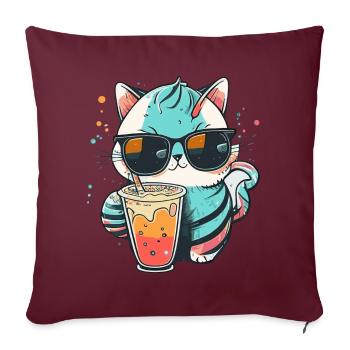 The coolest cat on the beach - Sofa pillowcase 17,3'' x 17,3'' (45 x 45 cm) - burgundy - Front