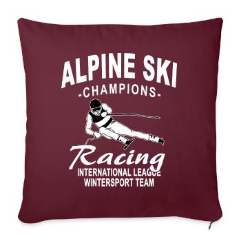 Ski alpine - Ski Abfahrt - Slalom - Skifahrer - Sofakissenbezug 45 x 45 cm - Burgunderrot - Vorne