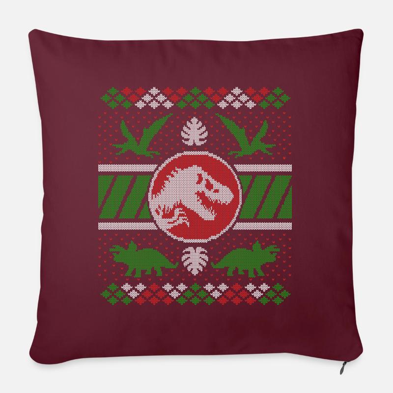 Jurassic World Weihnachts Design Mit T-Rex - Sofakissenbezug 45 x 45 cm - Burgunderrot