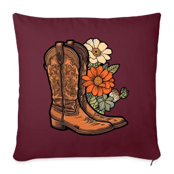 Bottes de cow-boy Fleurs - Housse de coussin décorative 45 x 45 cm - bordeaux - Devant