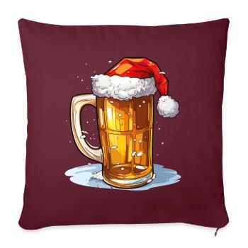 Bière de Noël Bière de Noël Cheers Humour drôle - Housse de coussin décorative 45 x 45 cm - bordeaux - Devant