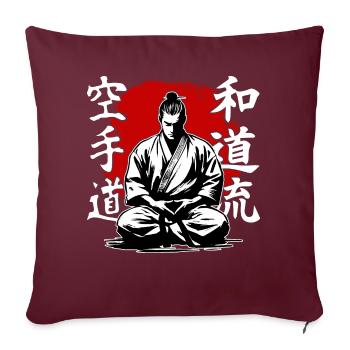 Style d’arts martiaux de karaté samouraï Wado Ryu - Housse de coussin décorative 45 x 45 cm - bordeaux - Devant