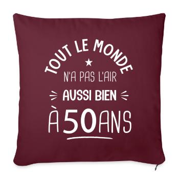 50 ans anniversaire 50 ans Cadeau 50 ans - Housse de coussin décorative 45 x 45 cm - bordeaux - Devant