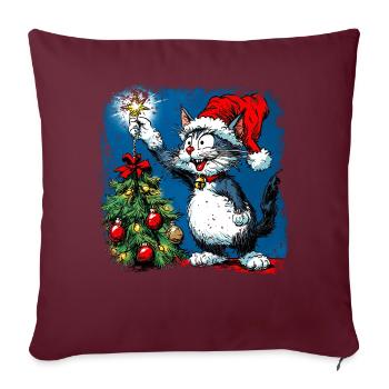 Cat Christmas - Sofa pillowcase 17,3'' x 17,3'' (45 x 45 cm) - burgundy - Front
