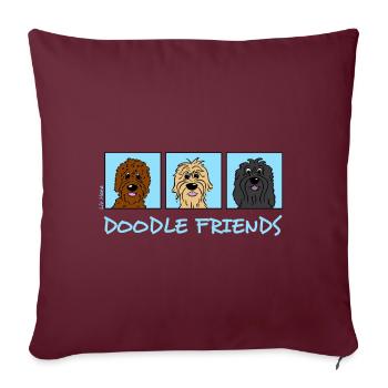 Doodle Friends - Sofakissenbezug 45 x 45 cm - Burgunderrot - Vorne