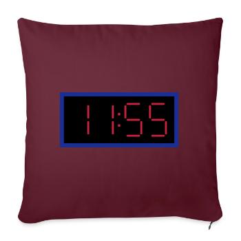 ★ Designfarben änderbar ★ Digitaluhr 11:55 Uhr - Sofakissenbezug 45 x 45 cm - Burgunderrot - Vorne