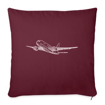 Croquis d’avion passager - Housse de coussin décorative 45 x 45 cm - bordeaux - Devant