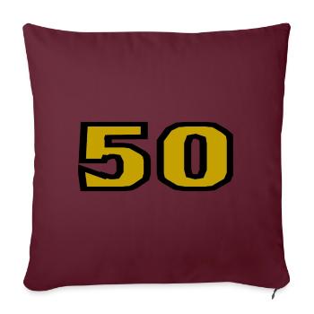 50. 50 ANS. 50e ANNIVERSAIRE. ANNIVERSAIRE 50 ANS. - Housse de coussin décorative 45 x 45 cm - bordeaux - Devant
