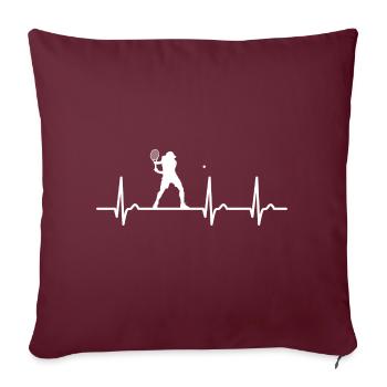 Courbe ECG - courbe cardiaque - pouls - sport - tennis - Housse de coussin décorative 45 x 45 cm - bordeaux - Devant