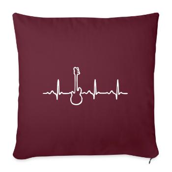 Heartbeat guitare - guitare électrique acoustique basse - Housse de coussin décorative 45 x 45 cm - bordeaux - Devant