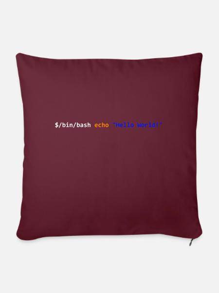 Hello World! Bash - Sofa pillowcase 17,3'' x 17,3'' (45 x 45 cm) - burgundy
