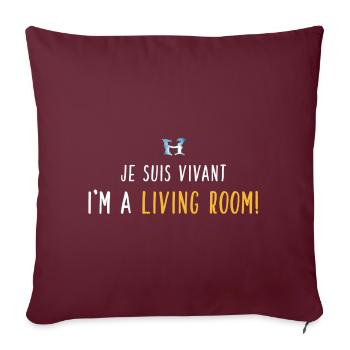 I'm A Living Room - Logo - Blanc Jaune - Housse de coussin décorative 45 x 45 cm - bordeaux - Devant