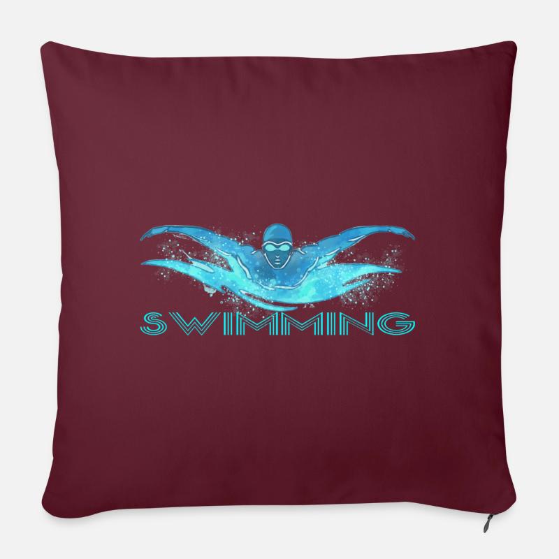 Flotteur dynamique avec vagues d’eau - Housse de coussin décorative 45 x 45 cm - bordeaux