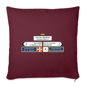 Col du Galibier Cyclisme Inspiré Design - Housse de coussin décorative 45 x 45 cm - bordeaux - Devant