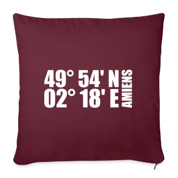 Amiens Koordinaten - Sofakissenbezug 45 x 45 cm - Burgunderrot - Vorne