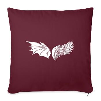 Motif ailes ange et diable - Housse de coussin décorative 45 x 45 cm - bordeaux - Devant