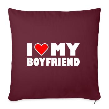 love my I heart my boyfriend - Housse de coussin décorative 45 x 45 cm - bordeaux - Devant