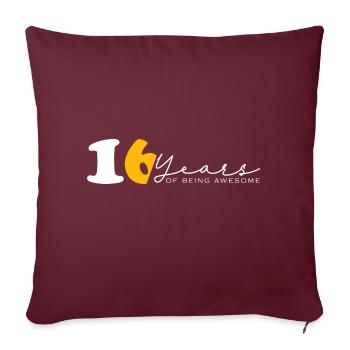 Vintage 2008 Drôle 16 ans Bday Hommes Femmes - Housse de coussin décorative 45 x 45 cm - bordeaux - Devant