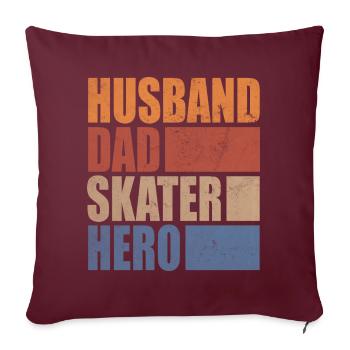 Husband Dad Skater Hero Patinage Skate Skate Board - Housse de coussin décorative 45 x 45 cm - bordeaux - Devant