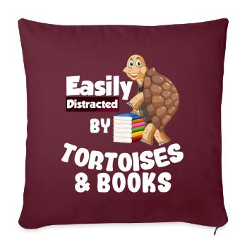 Turtle Books | Idée cadeau de tortue - Housse de coussin décorative 45 x 45 cm - bordeaux - Devant