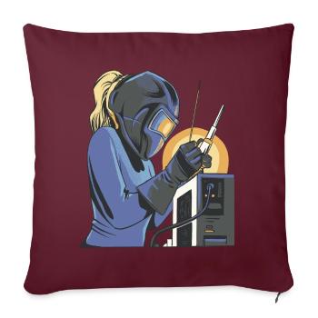 Tenue de soudeur pour soudeurs - Housse de coussin décorative 45 x 45 cm - bordeaux - Devant