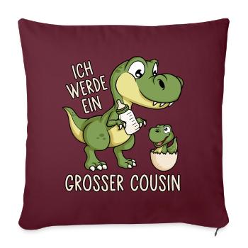 Großer Cousin 2026 Dinosaurier Ei Dinos Baby Dino - Sofakissenbezug 45 x 45 cm - Burgunderrot - Vorne