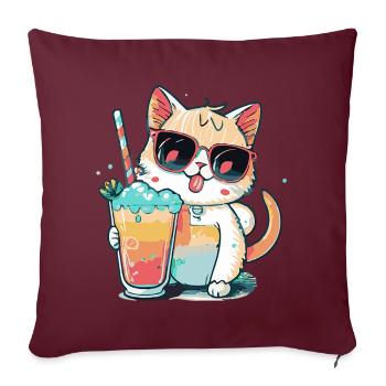 Le rêve d’un amoureux des chats - Housse de coussin décorative 45 x 45 cm - bordeaux - Devant