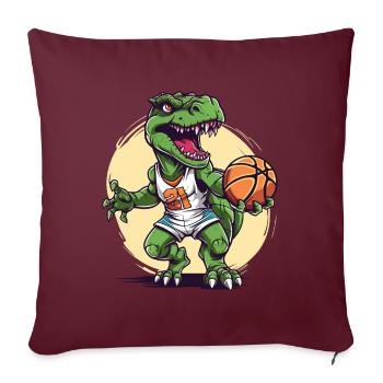 Basketball Dinosaure T-Rex Player Sports Cartoon - Housse de coussin décorative 45 x 45 cm - bordeaux - Devant