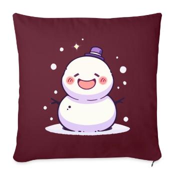 Süßer Weihnachts Schneemann - Festtags-Design - Sofakissenbezug 45 x 45 cm - Burgunderrot - Vorne