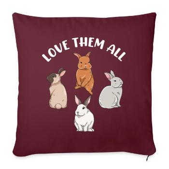 Conception de lapin mignon pour les propriétaires de lapins - Housse de coussin décorative 45 x 45 cm - bordeaux - Devant