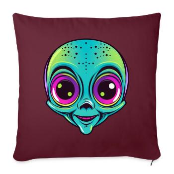 Mignon extraterrestre d’Halloween - Housse de coussin décorative 45 x 45 cm - bordeaux - Devant