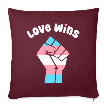 L’amour remporte la conception du poing de la fierté trans pour l’égalité - Housse de coussin décorative 45 x 45 cm - bordeaux - Devant