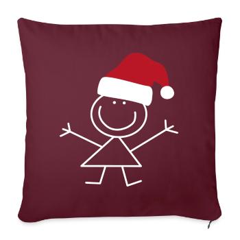 Strichmännle Mütze Weihnachten - Sofakissenbezug 45 x 45 cm - Burgunderrot - Vorne