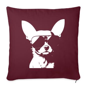 Lustiger Chihuahua mit Sonnenbrille Chihuahuas - Sofakissenbezug 45 x 45 cm - Burgunderrot - Vorne
