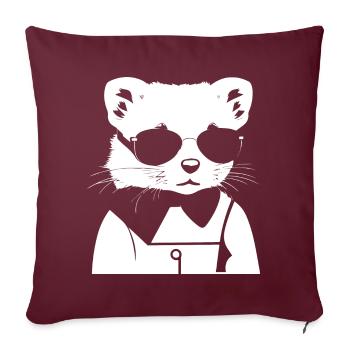 Furet portant des lunettes de soleil Cool Ferrets - Housse de coussin décorative 45 x 45 cm - bordeaux - Devant