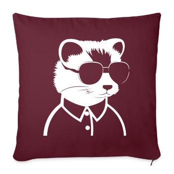 Furet portant des lunettes de soleil furets cool - Housse de coussin décorative 45 x 45 cm - bordeaux - Devant