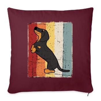Teckel teckel rétro teckel teckel à poil court - Housse de coussin décorative 45 x 45 cm - bordeaux - Devant