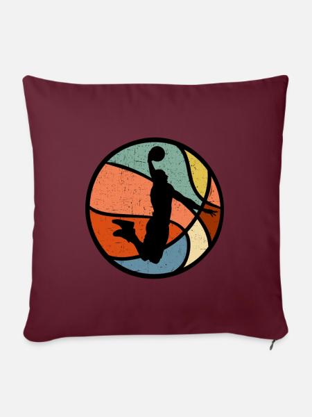 T-shirt cadeau de joueur de basket rétro vintage - Housse de coussin décorative 45 x 45 cm - bordeaux