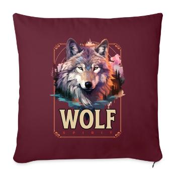 Loup tête de loup Nature nature sauvage aventure forêt Art - Housse de coussin décorative 45 x 45 cm - bordeaux - Devant