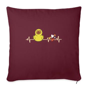 Ente Herzschlag mit Herzchen Duck Entchen Entlein - Sofakissenbezug 45 x 45 cm - Burgunderrot - Vorne