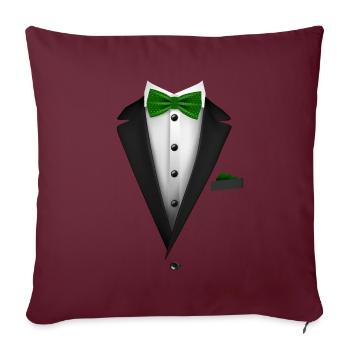 Tuxedo avec un nœud papillon vert pour les mariages et - Housse de coussin décorative 45 x 45 cm - bordeaux - Devant