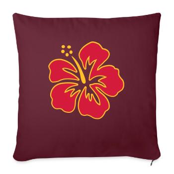 Hibiskus - Sofakissenbezug 45 x 45 cm - Burgunderrot - Vorne