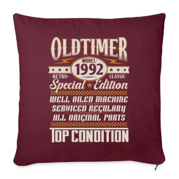Oldtimer Vintage 1992 Jahrgang Retro Geburtstag - Sofakissenbezug 45 x 45 cm - Burgunderrot - Vorne