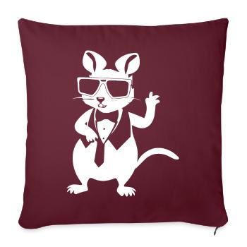 Lustige ausgefallene Ratten mit Sonnenbrille Haustier Ratte - Sofakissenbezug 45 x 45 cm - Burgunderrot - Vorne