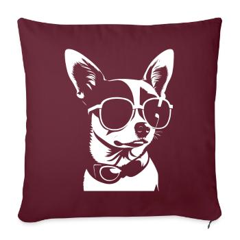 Lustiger Chihuahua mit Sonnenbrille Chihuahuas - Sofakissenbezug 45 x 45 cm - Burgunderrot - Vorne