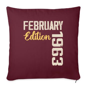 Février 1963 Anniversaire Février 1963 Rétro - Housse de coussin décorative 45 x 45 cm - bordeaux - Devant