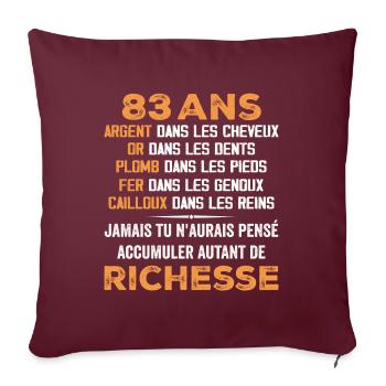 83 Jahre alt lustiges Geburtstagsgeschenk 83 Jahre alt - Sofakissenbezug 45 x 45 cm - Burgunderrot - Vorne