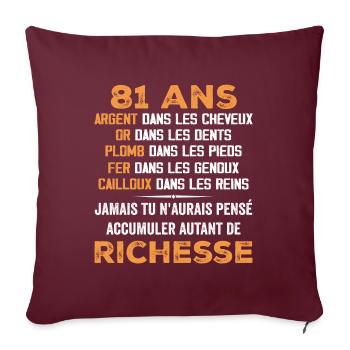 81 Jahre alt lustiges Geburtstagsgeschenk 81 Jahre altes Geschenk - Sofakissenbezug 45 x 45 cm - Burgunderrot - Vorne