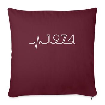 Heartbeat Minimal Birthday Vintage 1974 Line - Sofa pillowcase 17,3'' x 17,3'' (45 x 45 cm) - burgundy - Front